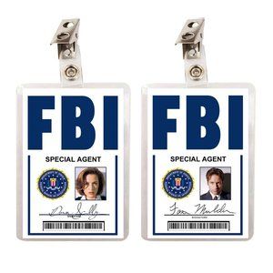 X Files Dana Scully & Fox Mulder FBI Set of 2 ID Badges